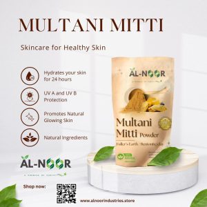 Al-Noor Multani Mitti Powder – Natural Fuller's Earth Face Pack for Glowing Skin and Hair Care
